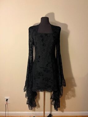 Dark in Love Gothic Large Sleeve Mini Dress